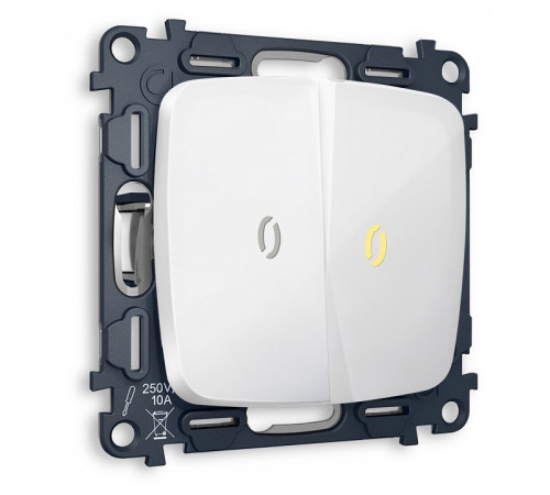 Выключатель проходной двухклавишный с подсветкой без рамки Ambrella Volt MO MO104030