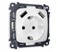 Розетка с заземлением и 2хUSB type A, без рамки Ambrella Volt Quant MO129010