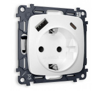 Розетка с заземлением и 2хUSB type A и C, без рамки Ambrella Volt Quant MO130010