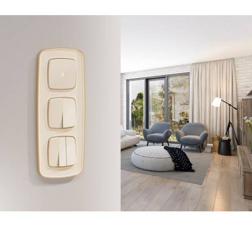 Выключатель перекрестный двухклавишный без рамки Ambrella Volt OMEGA MO303030