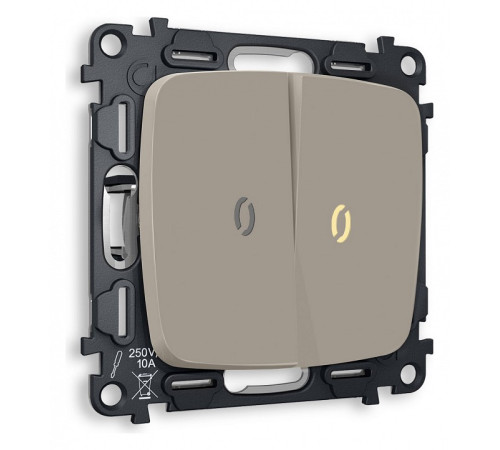 Выключатель двухклавишный с подсветкой без рамки Ambrella Volt Quant MO364010