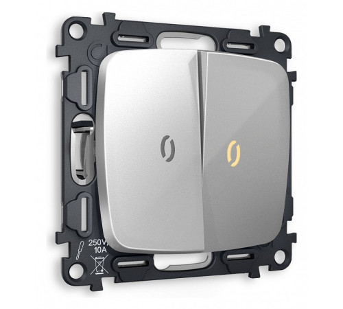 Выключатель проходной двухклавишный с подсветкой без рамки Ambrella Volt Quant MO404030