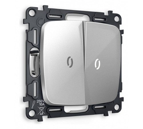 Выключатель проходной двухклавишный с подсветкой без рамки Ambrella Volt Quant MO404035