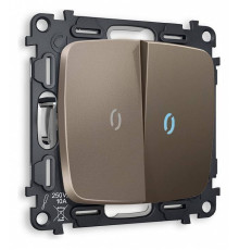 Выключатель двухклавишный с подсветкой без рамки Ambrella Volt Quant MO634020