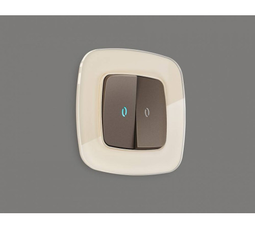Выключатель двухклавишный с подсветкой без рамки Ambrella Volt Quant MO634020