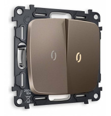 Выключатель проходной двухклавишный с подсветкой без рамки Ambrella Volt Quant MO634030