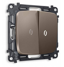 Выключатель проходной двухклавишный с подсветкой без рамки Ambrella Volt Quant MO634035