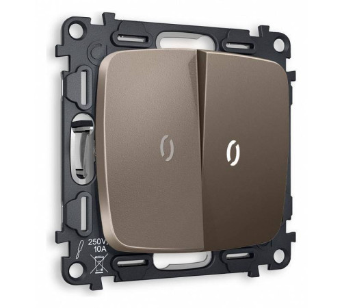 Выключатель проходной двухклавишный с подсветкой без рамки Ambrella Volt Quant MO634035