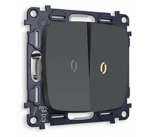 Выключатель двухклавишный с подсветкой без рамки Ambrella Volt Quant MO904010