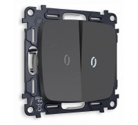 Выключатель двухклавишный с подсветкой без рамки Ambrella Volt Quant MO904015