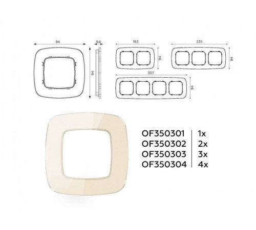 Рамка на 3 поста Ambrella Volt Radian Стекло натуральное OF350303