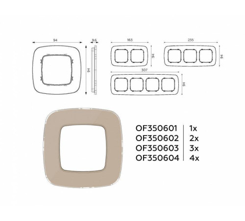 Рамка на 1 пост Ambrella Volt Radian Стекло натуральное OF350601