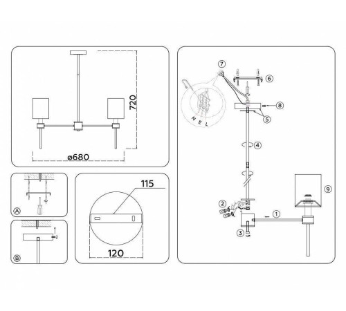 Люстра на штанге Ambrella Light HIGH LIGHT LH72371