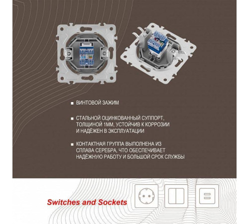 Розетка Ethernet RJ-45 без рамки Arte Milano am-202 202.45-1.silver