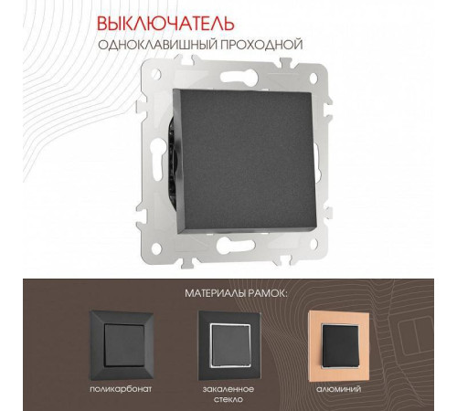 Выключатель проходной одноклавишный без рамки Arte Milano 203 203.32-1.black