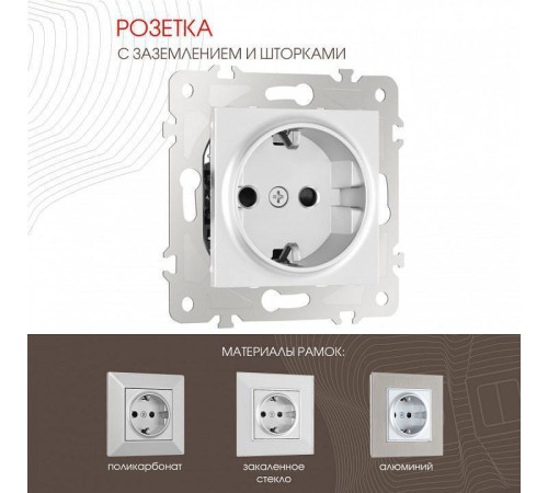 Розетка с заземлением и со шторкой, без рамки Arte Milano am-203 203.40-1.silver