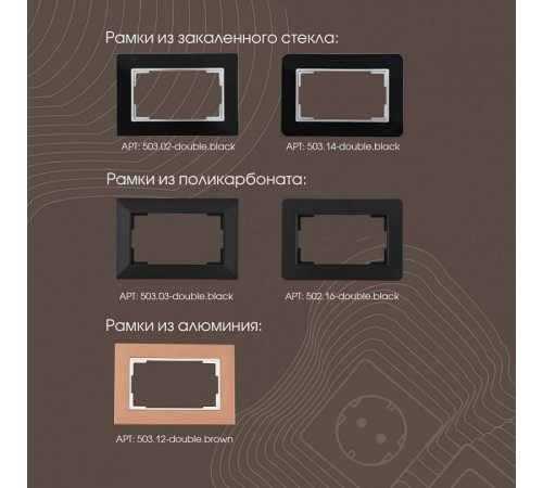 Розетка двойная с заземлением, без рамки Arte Milano am-203 203.40-2.black