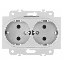 Розетка двойная с заземлением, без рамки Arte Milano am-203 203.40-2.silver
