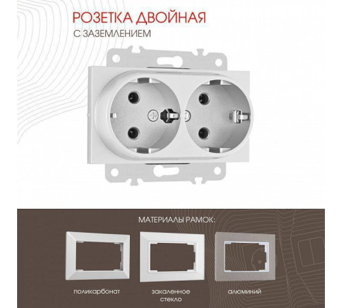 Розетка двойная с заземлением, без рамки Arte Milano am-203 203.40-2.silver