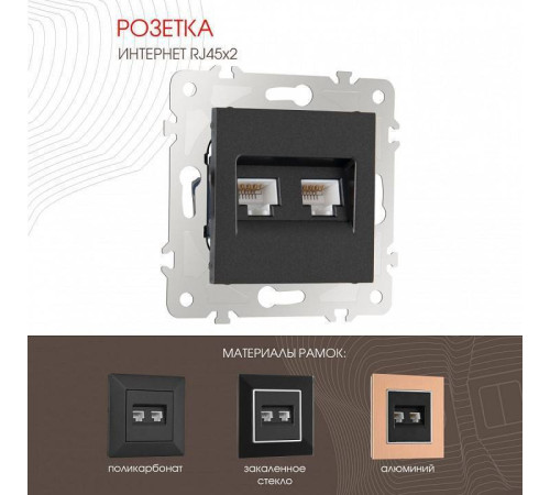 Розетка Ethernet RJ-45 без рамки Arte Milano am-203 203.45-2.black