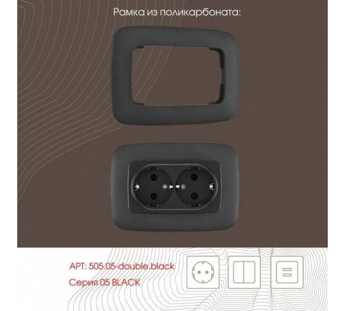 Розетка двойная с заземлением, без рамки Arte Milano am-205 205.40-2.black