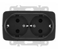 Розетка двойная с заземлением, без рамки Arte Milano am-205 205.40-2.black