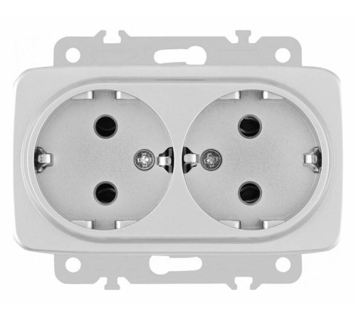 Розетка двойная с заземлением, без рамки Arte Milano am-205 205.40-2.silver
