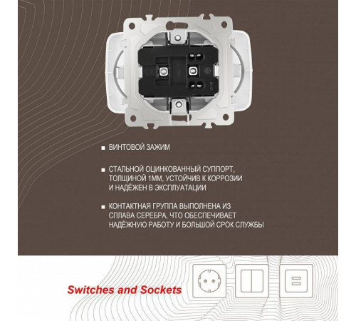 Розетка двойная с заземлением, без рамки Arte Milano am-205 205.40-2.white