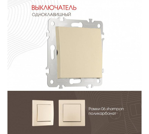 Выключатель одноклавишный без рамки Arte Milano 206 206.30-1.shampan