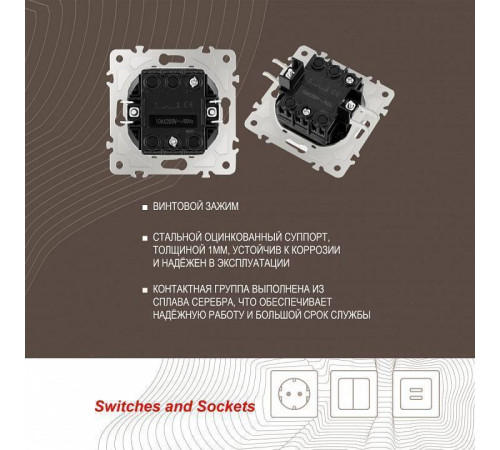 Выключатель одноклавишный без рамки Arte Milano 206 206.30-1.silver