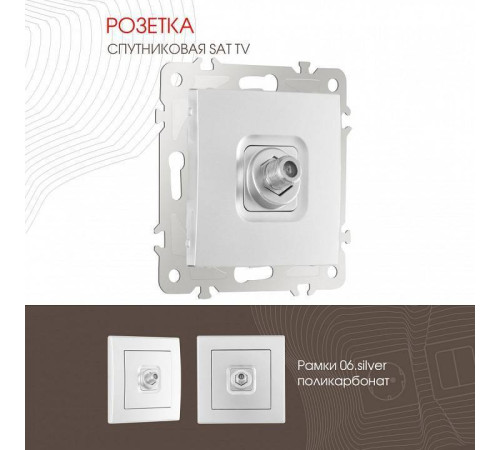 ТВ-розетка без рамки Arte Milano am-206 206.42-1.silver