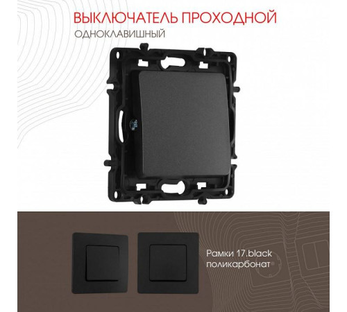 Выключатель проходной одноклавишный без рамки Arte Milano 217 217.32-1.black