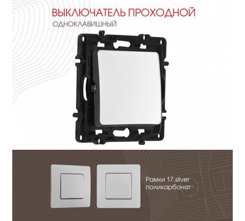 Выключатель проходной одноклавишный без рамки Arte Milano 217 217.32-1.silver