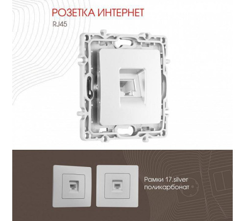 Розетка Ethernet RJ-45 без рамки Arte Milano am-217 217.45-1.silver