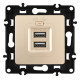 Розетка USB, без рамки Arte Milano am-217 217.46-1.shampan