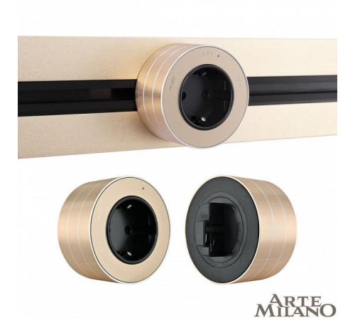 Розетка с заземлением для трека Arte Milano Am-track-sockets золото 380011TS/ES Gold