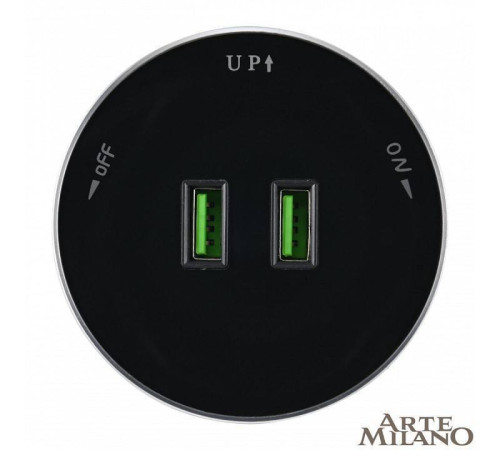 Розетка 2xUSB на треке Arte Milano Am-track-sockets 380011TS/USBx2 Black