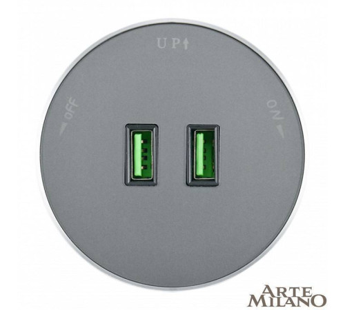 Розетка 2xUSB на треке Arte Milano Am-track-sockets 380011TS/USBx2 Grey