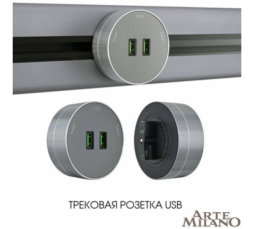 Розетка 2xUSB на треке Arte Milano Am-track-sockets 380011TS/USBx2 Grey