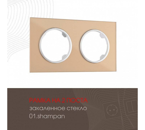 Рамка на 2 поста Arte Milano am-502.01 502.01-2.shampan