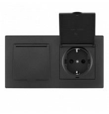 Розетка влагозащищенная с заземлением и со шторкой с крышкой Arte Milano SET06-2 SET06-2-41-1x2 black