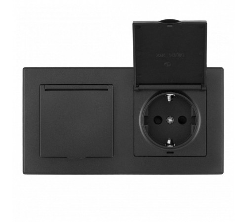 Розетка влагозащищенная с заземлением и со шторкой с крышкой Arte Milano SET06-2 SET06-2-41-1x2 black