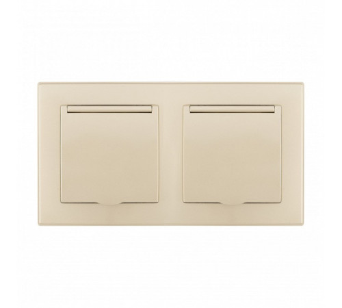 Розетка влагозащищенная с заземлением и со шторкой с крышкой Arte Milano SET06-2 SET06-2-41-1x2 shampan