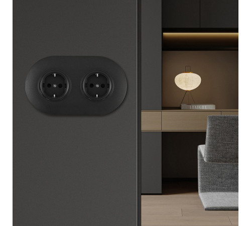 Розетка с заземлением и со шторкой Arte Milano SET08-2 SET08-2-40-1x2 black