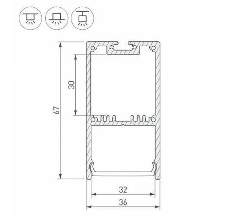 Профиль Arlight SL-LINE-3667-2500 ANOD+OPAL 020463