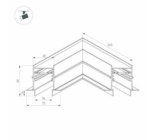 Соединитель угловой L-образный для треков встраиваемых Arlight MAG-45 034681
