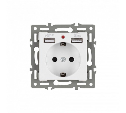 Розетка с заземлением и 2хUSB type A, без рамки Arlight SCT 043733