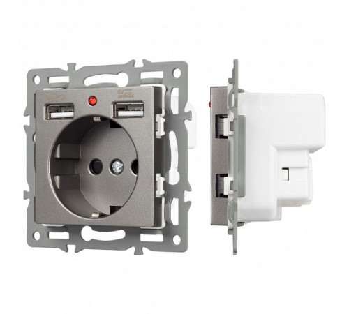 Розетка с заземлением и 2хUSB type A, без рамки Arlight SCT 043735