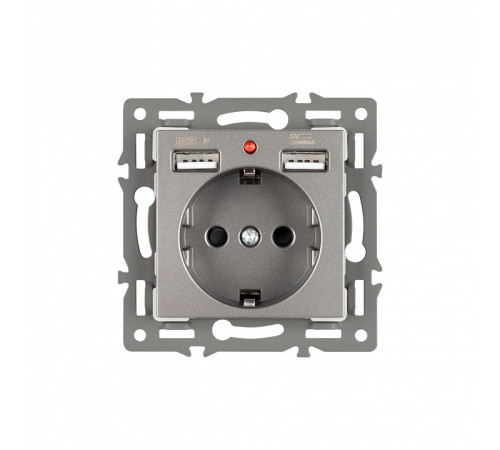 Розетка с заземлением и 2хUSB type A, без рамки Arlight SCT 043735