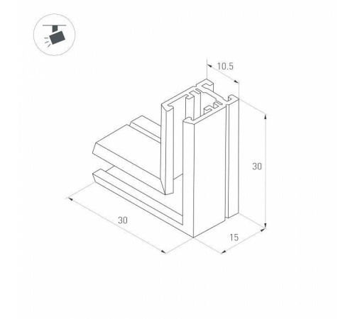 Соединитель угловой L-образный для треков накладных Arlight MAG-MICROCOSM 044527